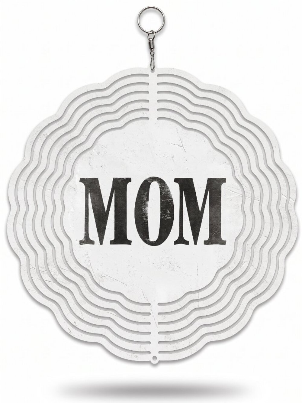 10" Bold MOM Tribute Kinetic Wind Spinner - White Metal Hanging Yard Decor